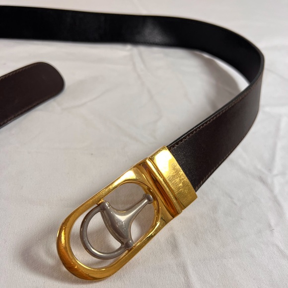 Vintage GUCCI Reversible Black Brown Leather Horsebit Men's Made in Italy 36-40 - Picture 9 of 14